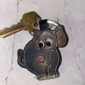 Authentic Coach Leather Elephant Keychain/Keyring
